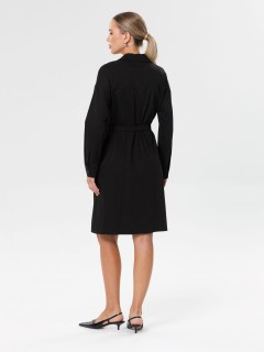 Платье-рубашка чёрное с поясом Priz(фото9)