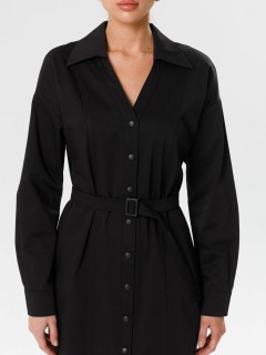 Платье-рубашка чёрное с поясом Priz(фото4)