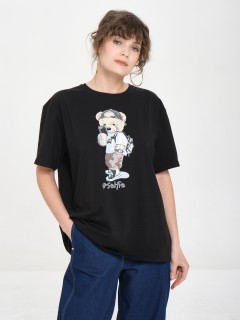 Футболка чёрная оверсайз с принтом Priz(фото3)