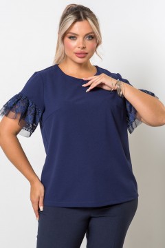 Блузка синяя с короткими рукавами Venusita