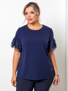 Блузка синяя с короткими рукавами Venusita(фото3)