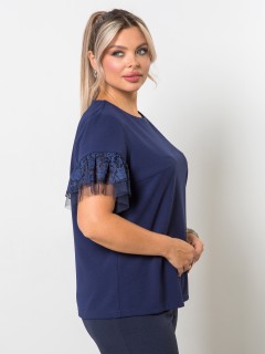 Блузка синяя с короткими рукавами Venusita(фото5)