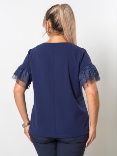 Блузка синяя с короткими рукавами Venusita(фото7)
