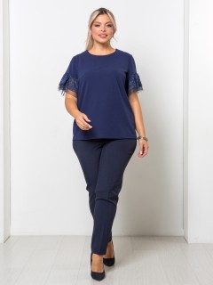 Блузка синяя с короткими рукавами Venusita(фото6)