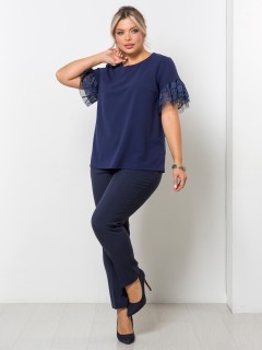 Блузка синяя с короткими рукавами Venusita(фото2)