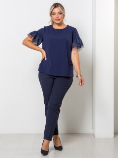 Блузка синяя с короткими рукавами Venusita(фото8)