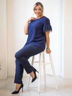 Блузка синяя с короткими рукавами Venusita(фото4)