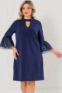 Платье нарядное синее из трикотажа Venusita