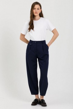 Брюки-бананы тёмно-синие с карманами Priz