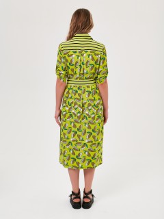 Платье из вискозы лимонного цвета с принтом Priz(фото5)