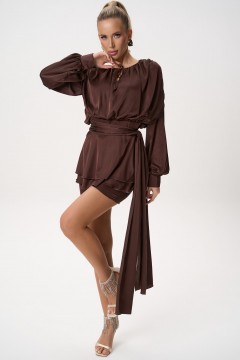 Платье мини шоколадного цвета оригинальное Elza