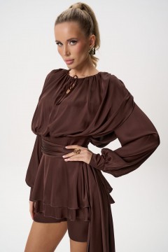 Платье мини шоколадного цвета оригинальное Elza(фото3)