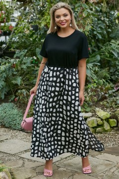 Платье комбинированное с разрезами по низу Dora