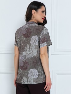 Блузка женская кофейного цвета с короткими рукавами Diolche(фото6)