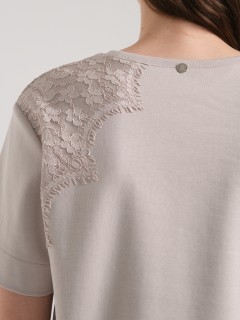Футболка бежевая с кружевом Priz(фото6)