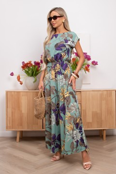 Платье длинное зелёное с принтом Дарья №136 Valentina(фото4)