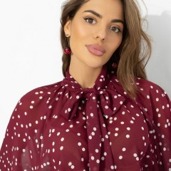 Блузка бордовая в горошек с бантом Charutti(фото4)