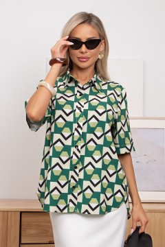 Рубашка женская с абстрактным принтом Оливи №3 Valentina(фото3)