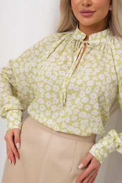 Блузка цвета лайм с цветочным принтом Челси №10 Valentina(фото5)
