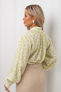 Блузка цвета лайм с цветочным принтом Челси №10 Valentina(фото8)