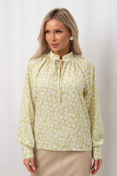 Блузка цвета лайм с цветочным принтом Челси №10 Valentina(фото6)