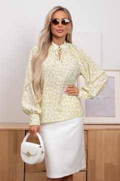 Блузка цвета лайм с цветочным принтом Челси №10 Valentina(фото2)