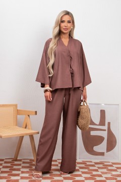 Костюм-двойка коричневый с брюками Юкка №2 Valentina(фото4)