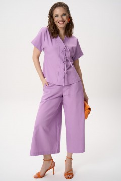 Костюм льняной сиреневый с брюками Elza