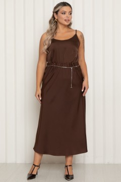 Юбка-макси из шёлка шоколадного цвета Agata(фото5)