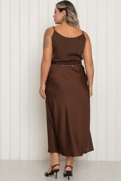 Юбка-макси из шёлка шоколадного цвета Agata(фото7)