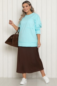 Юбка-макси из шёлка шоколадного цвета Agata