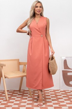 Платье льняное кораллового цвета Аманда №1 Valentina