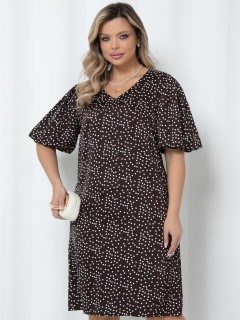 Платье миди в шоколадном цвете в горошек Agata(фото3)