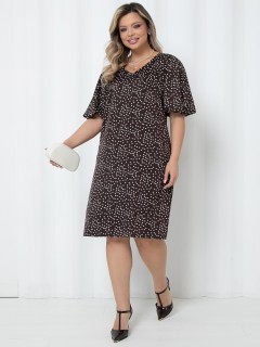 Платье миди в шоколадном цвете в горошек Agata(фото5)