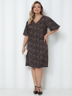 Платье миди в шоколадном цвете в горошек Agata(фото2)