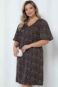 Платье миди в шоколадном цвете в горошек Agata