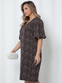 Платье миди в шоколадном цвете в горошек Agata(фото6)