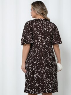 Платье миди в шоколадном цвете в горошек Agata(фото7)