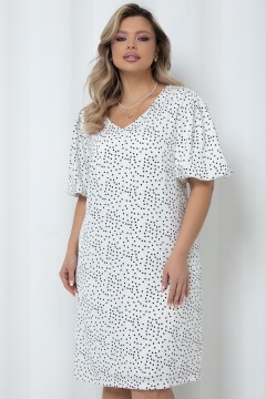 Платье миди белое в горошек Agata