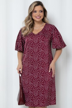 Платье миди в винном цвете в горошек Agata