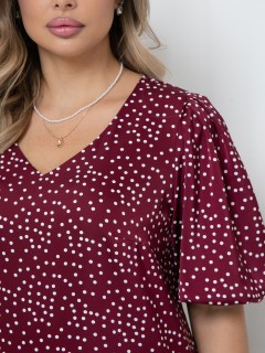 Платье миди в винном цвете в горошек Agata(фото4)