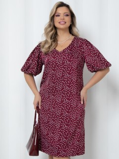 Платье миди в винном цвете в горошек Agata(фото3)