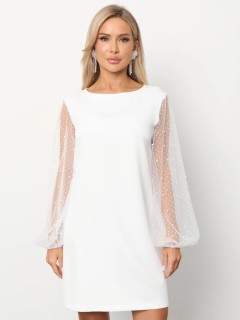 Платье белое с рукавами из сетки Jetty(фото3)