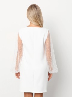 Платье белое с рукавами из сетки Jetty(фото8)