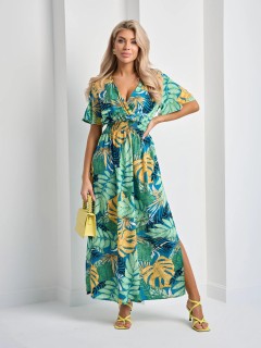 Платье длинное лёгкое с коротким расклешенным рукавом Jetty(фото9)