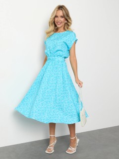 Платье миди голубое с цветочным принтом Jetty(фото8)