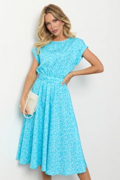Платье миди голубое с цветочным принтом Jetty