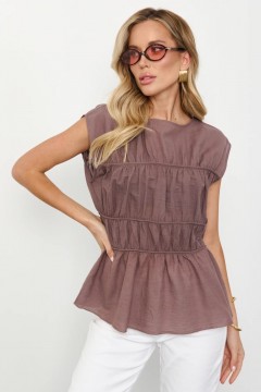 Блузка серо-коричневая из хлопка Jetty