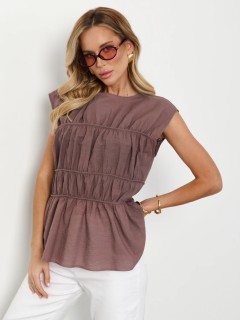 Блузка серо-коричневая из хлопка Jetty(фото4)