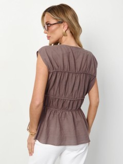 Блузка серо-коричневая из хлопка Jetty(фото5)